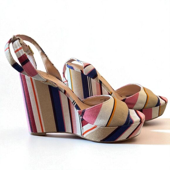 Kate Spade New York Dellie Womens Size 8M Multicolor Berber Stripe Wedge Sandal - Picture 2 of 6